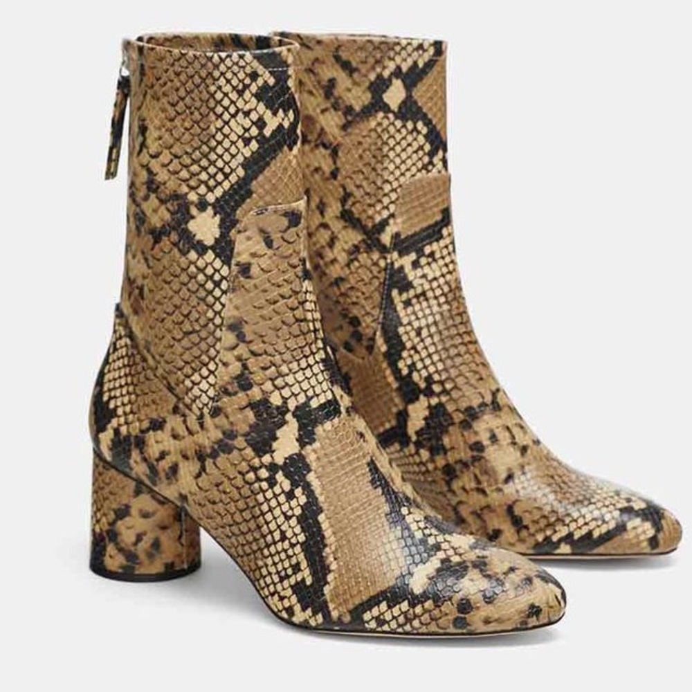 Zara snake print ankle boots